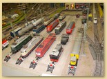 Modellanlage in Buchheim. Ausbauzustand aus dem Jahre 2010. Blick über Lokabstellgleise zum BW 
